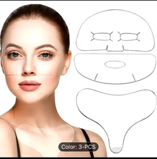5Pcs Reusable Silicone Anti Wrinkle FACE & NECK Skin Care Patch + 2 FACE SHEETS