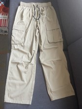 NEW Baggy Cargo Pants Men S Multiple Pockets Drawstrings Tan Light Brown Y2K