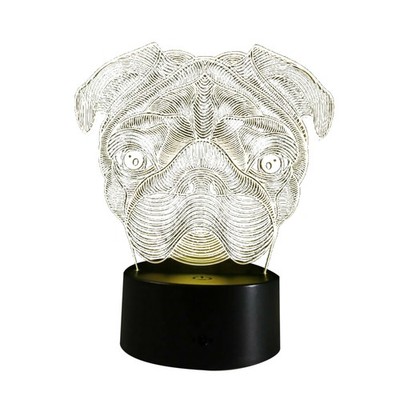 New Kids Toy Gift 3D Illusion Cute Pug Dog LED Night Light Table Desk Lamp b