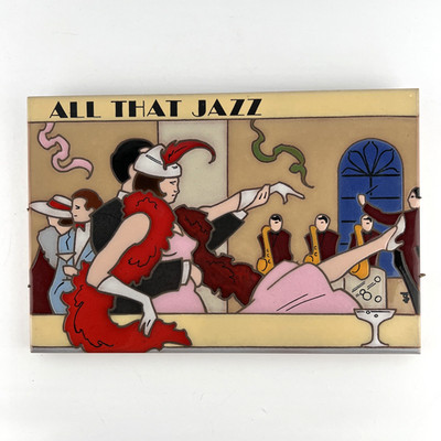 VTG Arius Of Santa Fe All That Jazz Painted Ceramic Tile 8''x12'' Flapper Art Deco