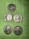 1940’s  washington quarter dollar silver US coins. Set Of 5 Coins. Lot 3
