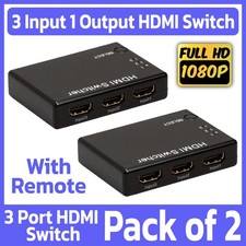 2 Pack HDMI Switch 3 In 1 Out 4K 2K Ultra HD 3D HDMI Hub HDMI Auto-Switcher