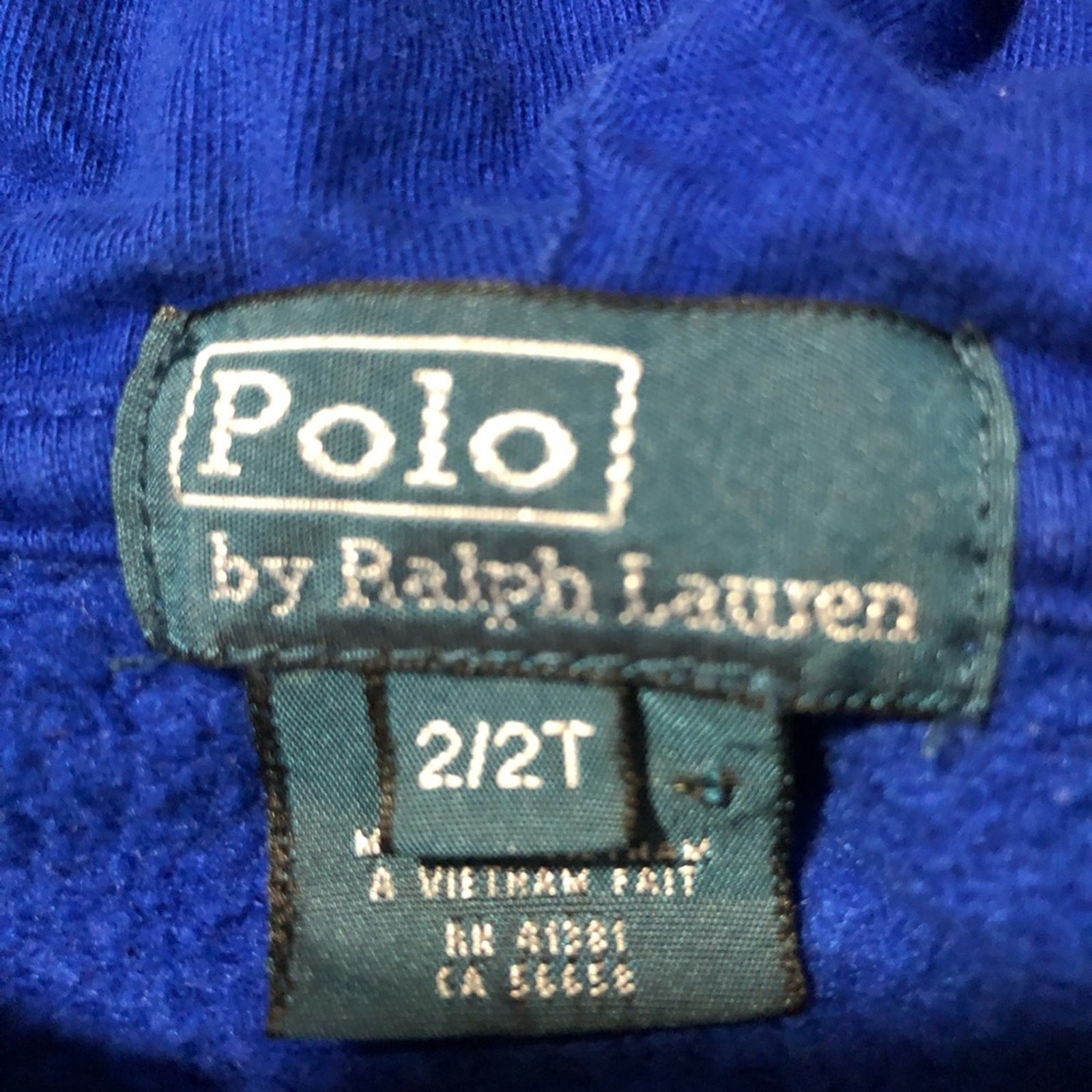 Polo Ralph Lauren bambino 2T felpa zip felpa con cappuccio grande pony 3 maniche a righe