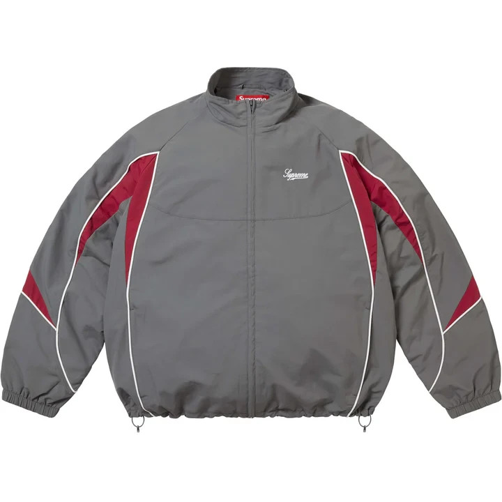 Supreme Contrast Piping Track Jacket Grey | eBay
