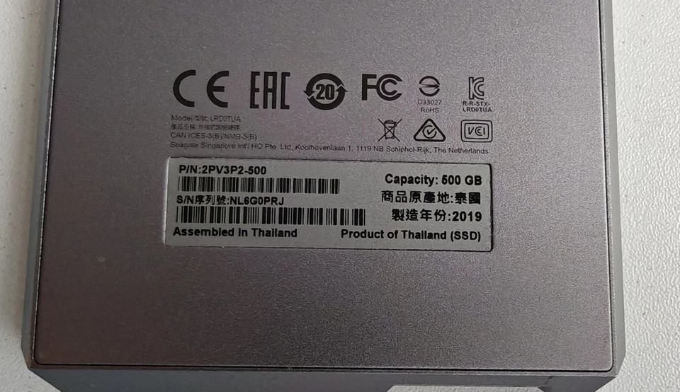 LaCie Mobile 500GB Mobile External Solid State Drive in Grey - USB3.1 - Image 2 of 3