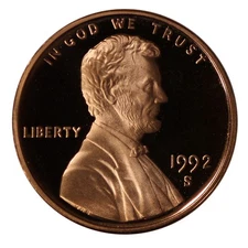 1992 -S Lincoln Memorial Cent Gem Proof Single Coin