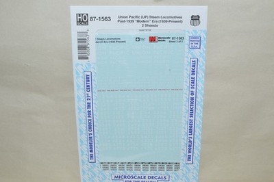 HO scale Microscale decals 87-1563 Union Pacific RR steam locomotives (2 sheets)