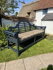 Lutyens 4 Seater 2m Garden Bench With Bespoke Cushion Dark Grey Delivery