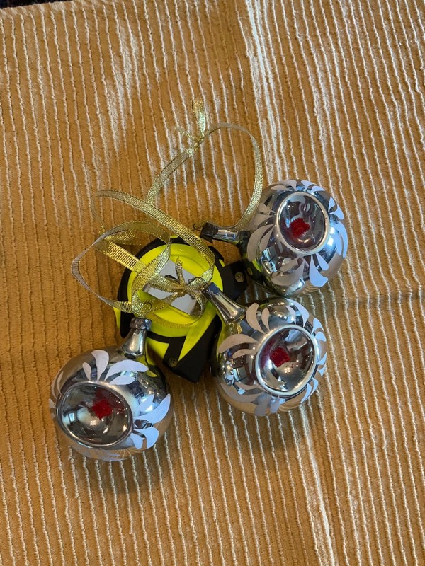 set of 3 double indent polish glass ornaments