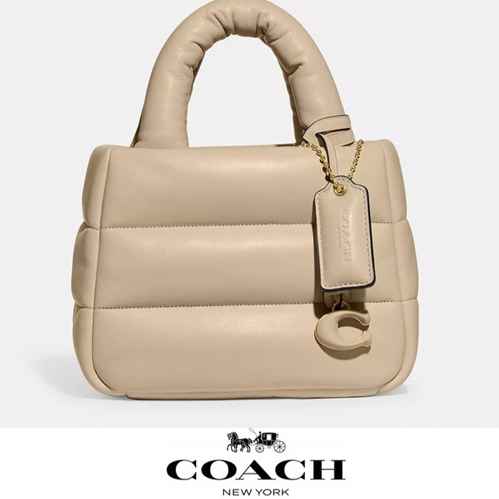 NWT ❤️ Coach Mini Pillow Tote Bag Brass/Ivory