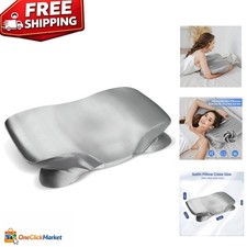 Luxurious Satin Pillowcase for Cervical Pillow - Gray with Secure Zipper Closure