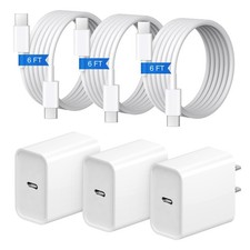 iPhone 17 16 15 Charger Fast Charging 3 3Pack 20W USB C Wall Charger with 6FT Fa
