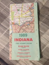 Vintage 1989 Indiana State Highway Travel Road Map