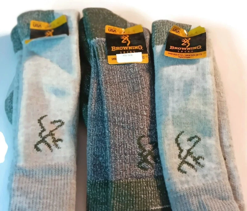 Men's BROWNING USA 3 Pairs Merino Wool Socks Size 13-16 XSIZE.