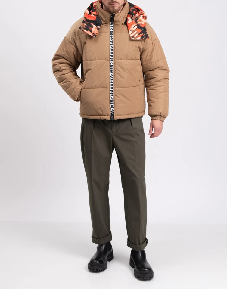  RRP €710 JUST CAVALLI Quilted Jacket IT50 US40 L Padded Printed Detachable Hood - Image 3 of 4