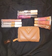 PINK Full Size Flavored Lip Gloss PH Oil Plumper /w Quilted Coin Purse 10-Pack