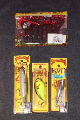 LOT OF 4 Strike King Mixed Baits Splash, Pro Model, Sexy Dawg, Rae Tail