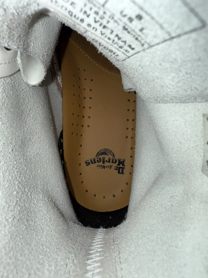 Mujeres Dr. Martens Botas de Combate Doc con Cordones Blanco Cuero Liso 1460W Talla 8 Foto 3 de 4