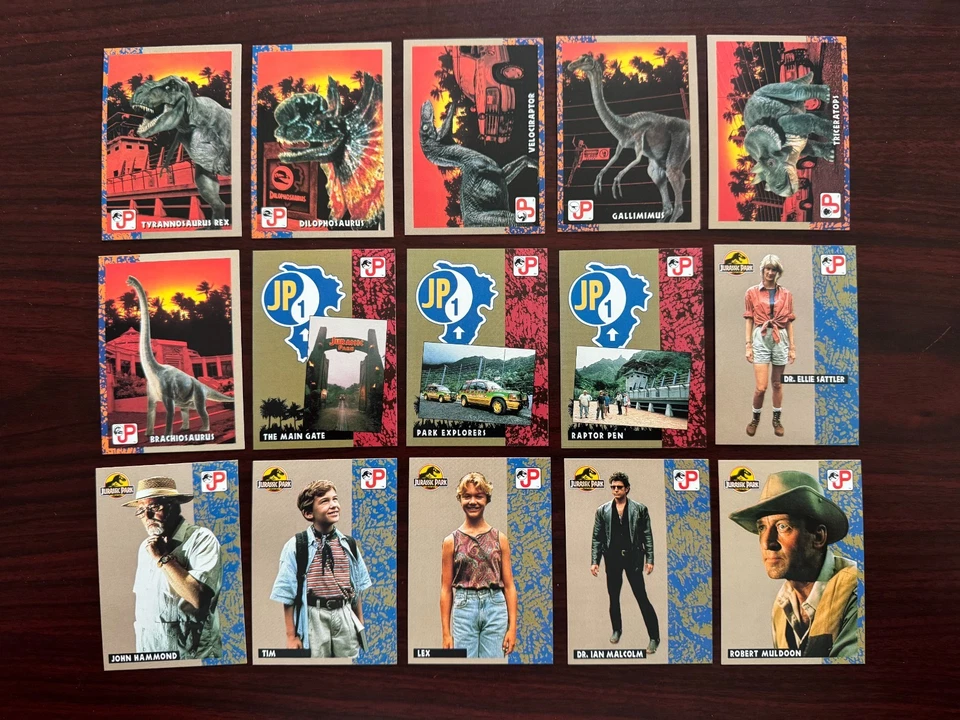 1993 Topps Jurassic Park Near Complete Set 71/88, 2 Unopened Packs, & 73 Dupes - Image 2 of 3