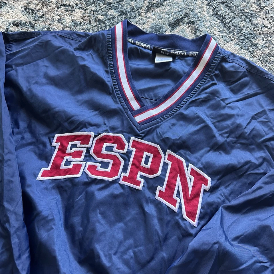 Chaqueta cortavientos de colección ESPN Zone talla XL suéter cuello en V negra Y2K Foto 2 de 4