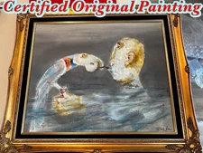 LUCIEN DULFAN KISS Russian Dali ART Surrealism Oil Painting USSR ORIGINAL