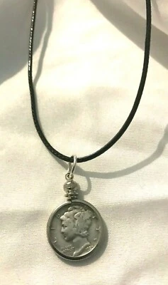 SILVER Fashion Upcycled MERCURY DIME PENDANT NECKLACE