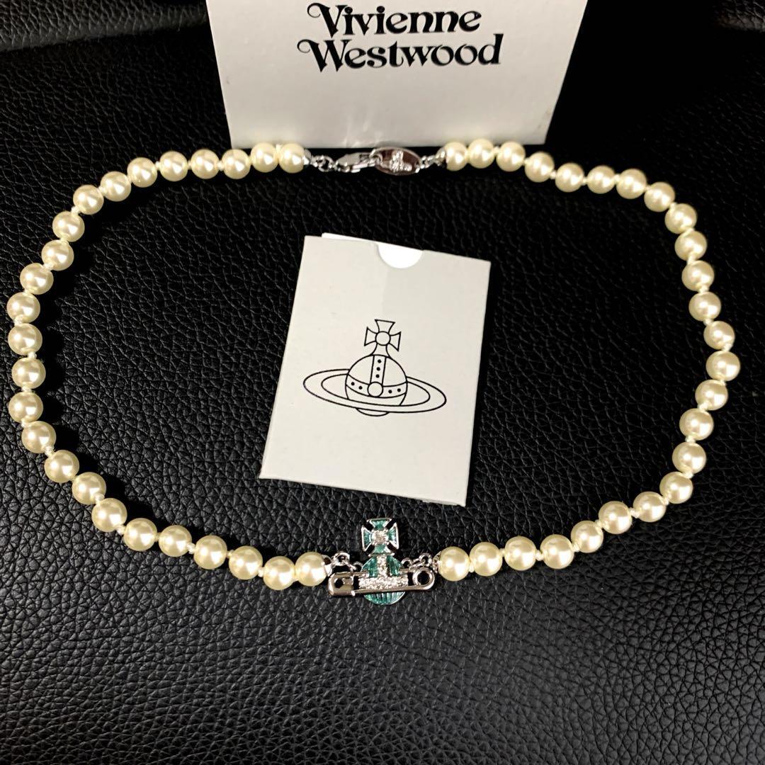 Vivienne Westwood Kitty Pearl Necklace ネックレス Kitty Pearl Necklace in PLATINUM-WHITE-Crystal-PACIFIC-OPAL
