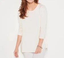 LOGO Principles by Lori Goldstein Size 5X Whisper White 3/4 Sleeve Hi-Low HemTop