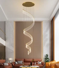 48/68 heads LED chandelier luxury stair lamp long hall pendant lighting lights V