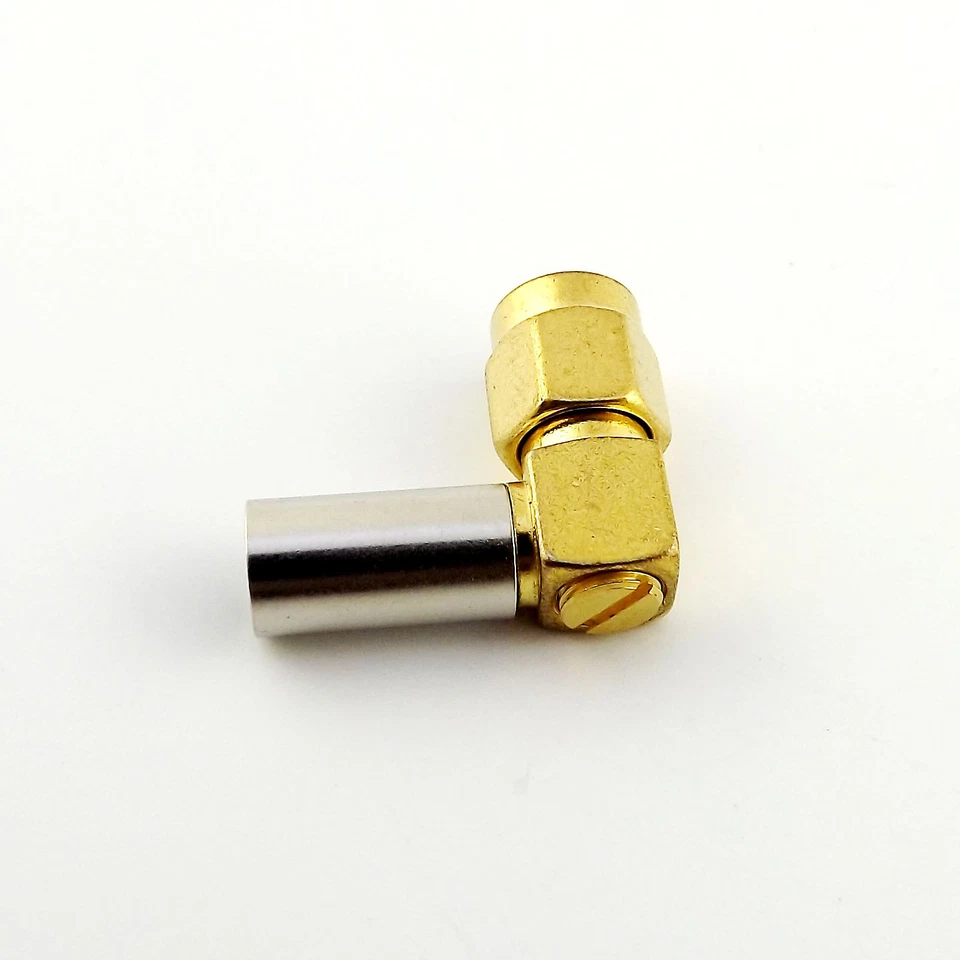 50pcs SMA Male Plug Right Angle Crimp RG58 RG142 RG400 LMR195 Cable RF Connector - Image 4 of 4