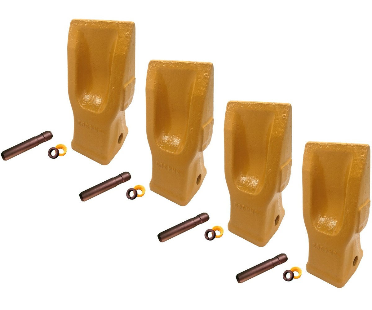 4 HD Abrasion Excavator/Loader Bucket Teeth w/ Pins, Fits