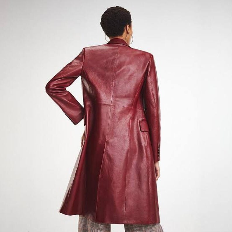 Womens Slim Fit Trench Coat Moto Real Original Leather