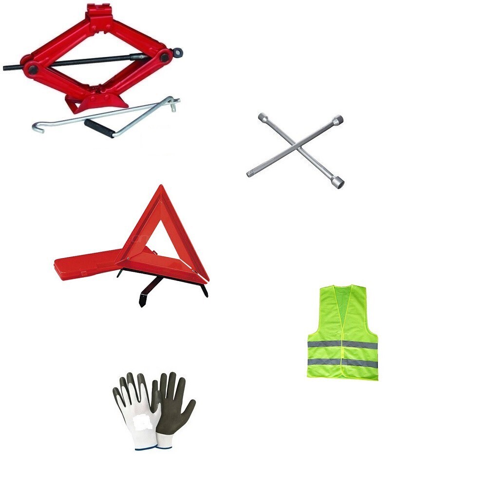 PER JEEP CHEROKEE CRIC PER AUTO A PANTOGRAFO+CHIAVE A CROCE+TRIANGOLO KIT EMERG