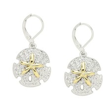 Sand Dollar Earrings Leverback Closure SILVER GOLD Starfish SeaLife Jewelry 0727
