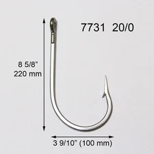 2 Pcs 7731 20/0 Stainless Steel Big Game Fishing Hook Tuna Shark Sea Saltwater