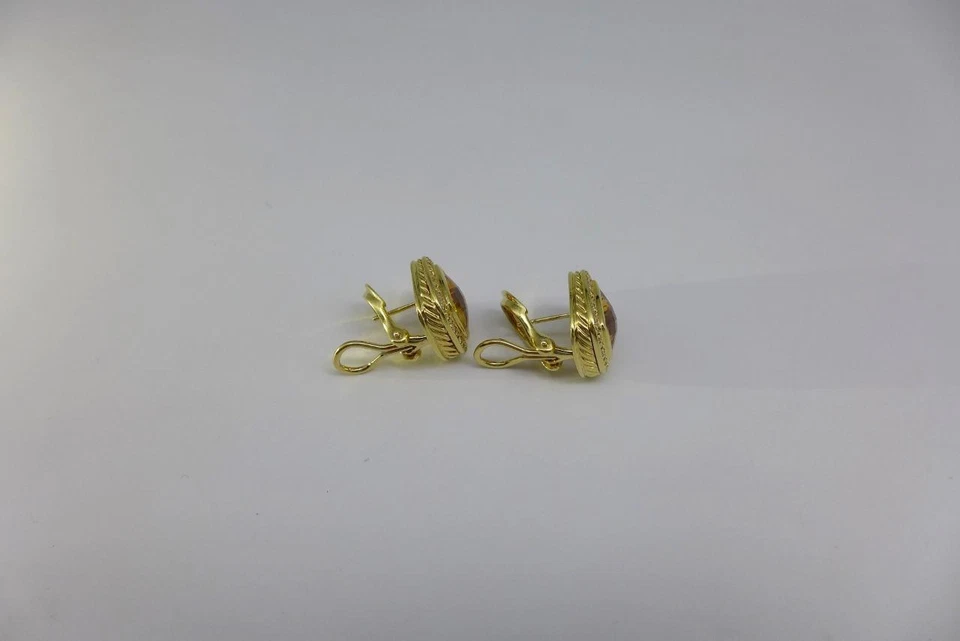 Pendientes David Yurman Albion Oro Amarillo 18KT Citrino 750 y Diamantes Omega Back Foto 4 de 4