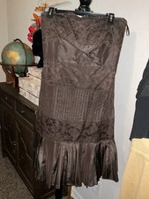 Banana Republic Expresso Pleated Bottom & Lace Sections Strapless Dress  Size 4