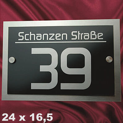 Hausnummer Anthrazit V2A Edelstahl Design Hausnummernschild Lasergravur RAL 7016