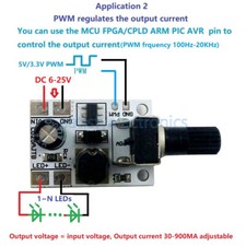 1X DC 6-24V 20W Adjustable Brightness LED Driver PWM Controller DC-DC Step-down