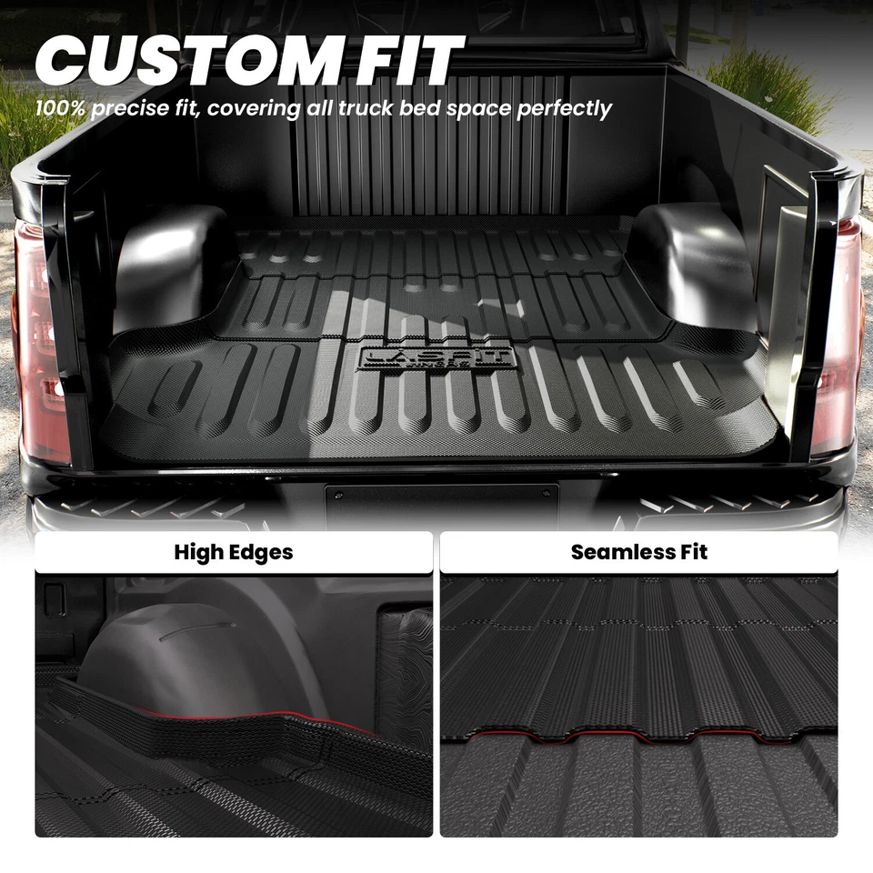 LASFIT 6'4" Truck Bed Mat for Ram 1500 2019-2026 Heavy Duty TPE Bed Liner Black Foto 4 de 4