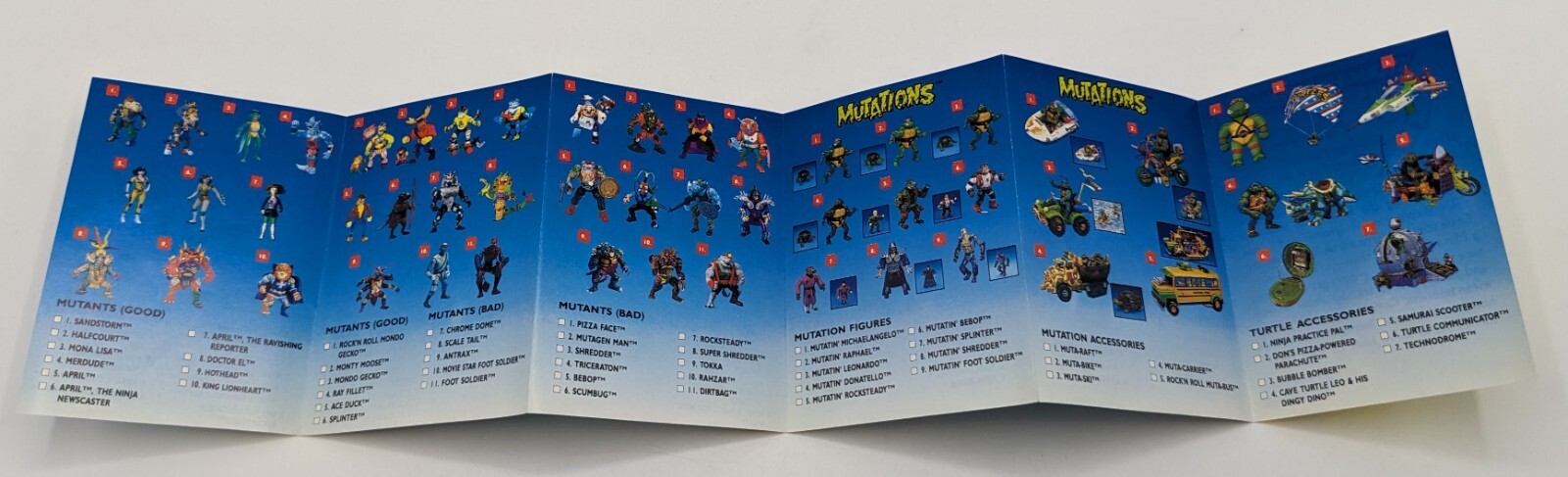 TMNT Ninja Turtles Playmates Insert Action Figure Playset Checklist