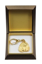 Shih Tzu type 2 - gold plated keyring with image of a dog, in box, Art Dog USA