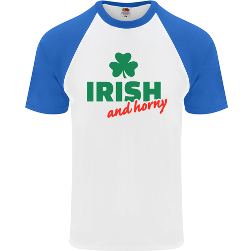 Irish and Horny St Patricks Day Mens s/S Baseball T-Shirt - Picture 24 of 50