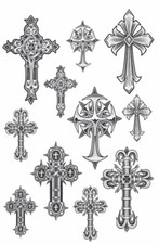 Gothic crosses 2 temporary tattoo.Peel and stick Laser printed