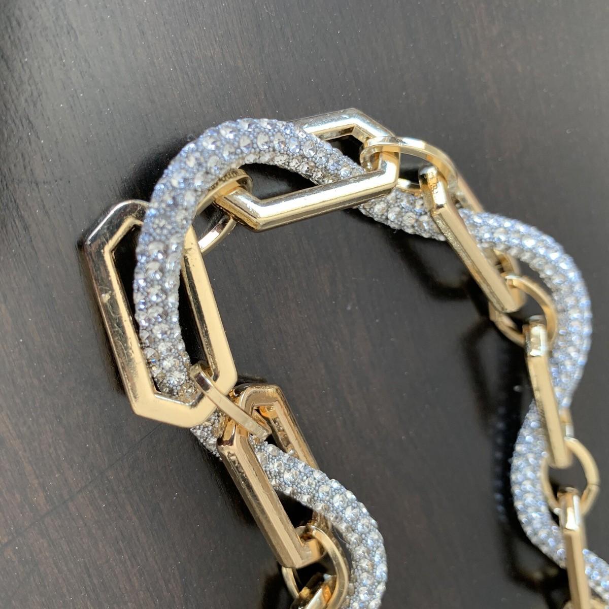 Steve Madden Gold Tone Link belt with rhinestone detail size  display picture 1