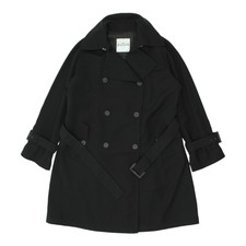 Allegri Womens Black Double Breasted Polyester Pea Coat | Vintage Designer Vtg