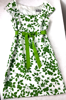 Sheri Martin NY Women Dress SZ 8 Green Easter Floral Garden Party Fit &  Flare | eBay