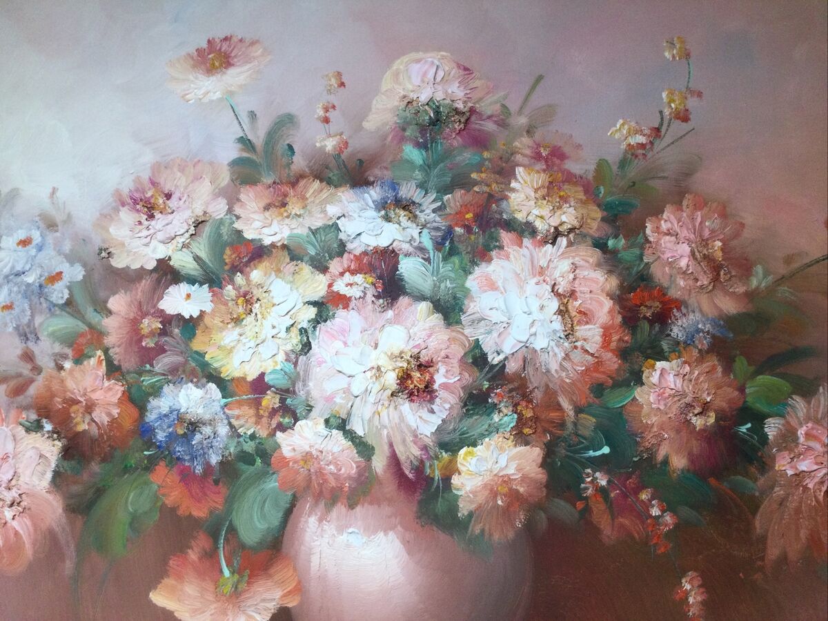 K. STONE FLORAL OIL CANVAS Impasto 3D TEXTURED FRAMED K. STONE FLORAL OIL CANVAS Impasto 3D TEXTURED FRAMED