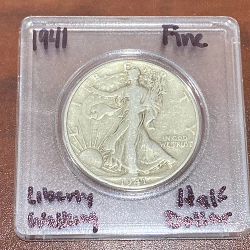 1941 No Mint Mark Liberty Walking Half Dollar Very Fine Condition Coin