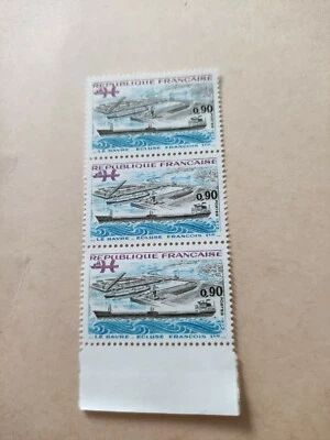 Bloc de 3 timbres le Havre écluse FRANCE 1973 ÉCLUSE YT 1772 - Photo 1/3
